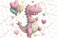 Valentine Dinosaur Clipart PNG, Cute Valentine Dinosaurs Product Image 5