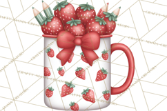 Strawberry Stationery Clipart, Pastel Office Supplies Png Product Image 5