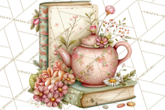 Tea Time Notes Clipart, Cozy Teapot and Cup Clip Art PNG Product Image 5