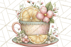 Tea Time Notes Clipart, Cozy Teapot and Cup Clip Art PNG Product Image 2
