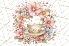 Tea Time Notes Clipart, Cozy Teapot and Cup Clip Art PNG Product Image 2