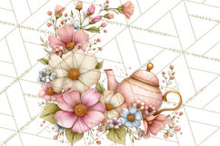 Tea Time Notes Clipart, Cozy Teapot and Cup Clip Art PNG Product Image 4