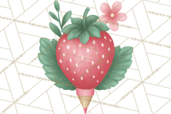 Strawberry Stationery Clipart, Pastel Office Supplies Png Product Image 4