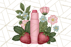 Strawberry Stationery Clipart, Pastel Office Supplies Png Product Image 5