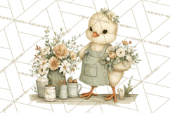 Vintage Spring Chicks Clipart, Cute Baby Chick Gardening Product Image 2