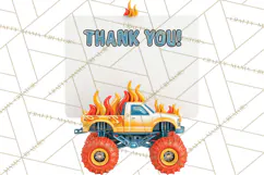 Monster Truck Birthday Party Clipart, Racing Celebration Png Product Image 2