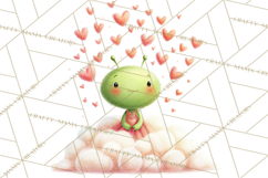 Green Alien Valentine Clipart PNG, Cute Alien Valentines Product Image 2