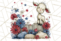 Patriotic Western Clipart, Whimsical Red White Blue Desert Product Image 2