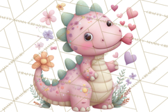 Valentine Dinosaur Clipart PNG, Cute Valentine Dinosaurs Product Image 2