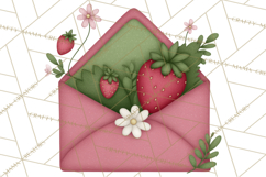 Strawberry Stationery Clipart, Pastel Office Supplies Png Product Image 2