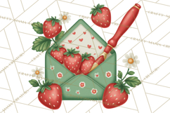 Strawberry Stationery Clipart, Pastel Office Supplies Png Product Image 3