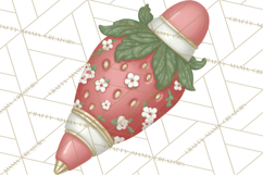 Strawberry Stationery Clipart, Pastel Office Supplies Png Product Image 4