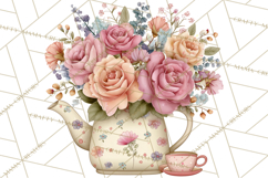 Tea Time Notes Clipart, Cozy Teapot and Cup Clip Art PNG Product Image 4
