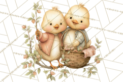 Vintage Spring Chicks Clipart, Cute Baby Chick Gardening Product Image 4