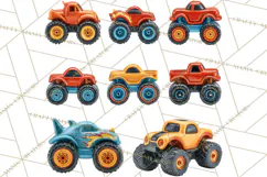 Monster Truck Birthday Party Clipart, Racing Celebration Png Product Image 4