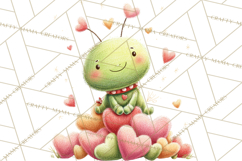 Green Alien Valentine Clipart PNG, Cute Alien Valentines Product Image 4