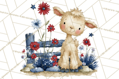 Patriotic Western Clipart, Whimsical Red White Blue Desert Product Image 3