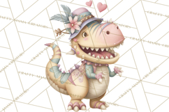 Valentine Dinosaur Clipart PNG, Cute Valentine Dinosaurs Product Image 3
