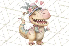 Valentine Dinosaur Clipart PNG, Cute Valentine Dinosaurs Product Image 3