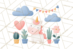 Valentine Unicorn Clipart PNG, Unicorn Girl Valentine Product Image 4