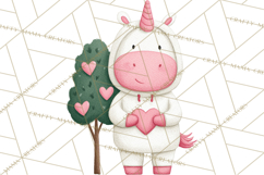 Valentine Unicorn Clipart PNG, Unicorn Girl Valentine Product Image 5