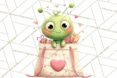 Green Alien Valentine Clipart PNG, Cute Alien Valentines Product Image 4