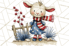 Patriotic Western Clipart, Whimsical Red White Blue Desert Product Image 4