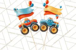 Monster Truck Birthday Party Clipart, Racing Celebration Png Product Image 5