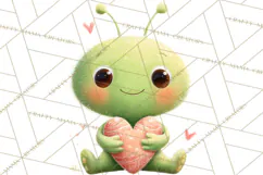 Green Alien Valentine Clipart PNG, Cute Alien Valentines Product Image 5