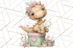 Valentine Dinosaur Clipart PNG, Cute Valentine Dinosaurs Product Image 5