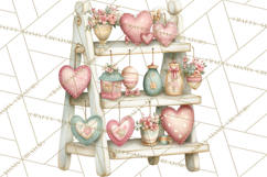 Rustic Valentine Decor Clipart, Burlap Heart PNG Product Image 5