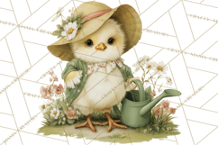 Vintage Spring Chicks Clipart, Cute Baby Chick Gardening Product Image 5