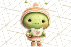 Green Alien Valentine Clipart PNG, Cute Alien Valentines Product Image 2