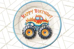 Monster Truck Birthday Party Clipart, Racing Celebration Png Product Image 2