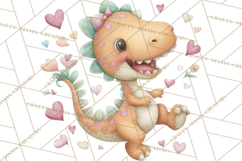 Valentine Dinosaur Clipart PNG, Cute Valentine Dinosaurs Product Image 2