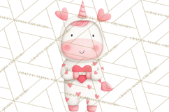 Valentine Unicorn Clipart PNG, Unicorn Girl Valentine Product Image 5