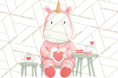 Valentine Unicorn Clipart PNG, Unicorn Girl Valentine Product Image 2