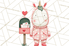 Valentine Unicorn Clipart PNG, Unicorn Girl Valentine Product Image 3