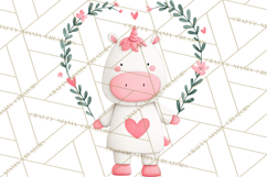 Valentine Unicorn Clipart PNG, Unicorn Girl Valentine Product Image 4