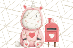 Valentine Unicorn Clipart PNG, Unicorn Girl Valentine Product Image 5