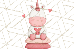 Valentine Unicorn Clipart PNG, Unicorn Girl Valentine Product Image 2