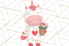 Valentine Unicorn Clipart PNG, Unicorn Girl Valentine Product Image 4