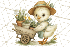 Vintage Spring Chicks Clipart, Cute Baby Chick Gardening Product Image 3