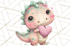 Valentine Dinosaur Clipart PNG, Cute Valentine Dinosaurs Product Image 3