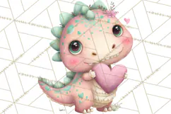 Valentine Dinosaur Clipart PNG, Cute Valentine Dinosaurs Product Image 3