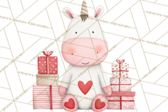 Valentine Unicorn Clipart PNG, Unicorn Girl Valentine Product Image 2