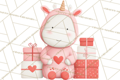 Valentine Unicorn Clipart PNG, Unicorn Girl Valentine Product Image 3