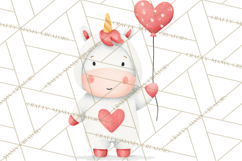 Valentine Unicorn Clipart PNG, Unicorn Girl Valentine Product Image 4