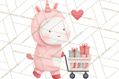 Valentine Unicorn Clipart PNG, Unicorn Girl Valentine Product Image 5