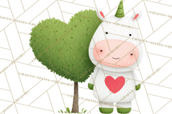 Valentine Unicorn Clipart PNG, Unicorn Girl Valentine Product Image 3